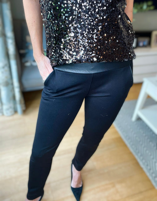 Load image into Gallery viewer, Black leather detailed trousers