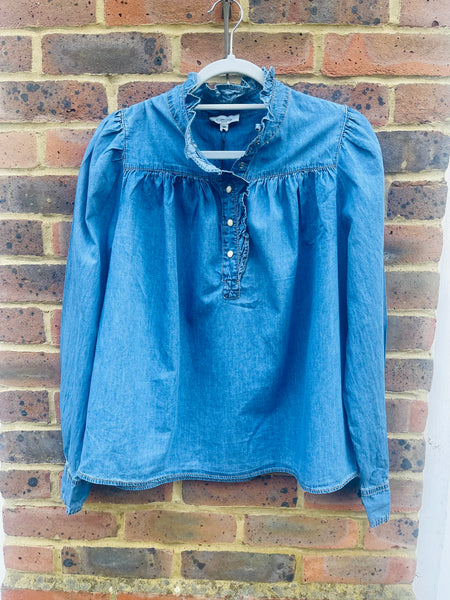 Ruffle Denim Shirt