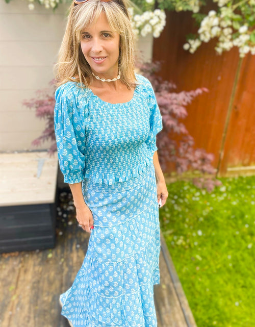 Load image into Gallery viewer, Mona Smock Top - Vintage Blue