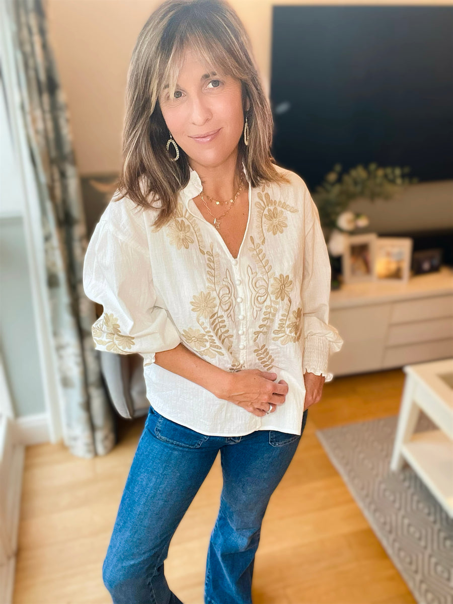 Golden Whisper Knitted Blouse Beige main image 0