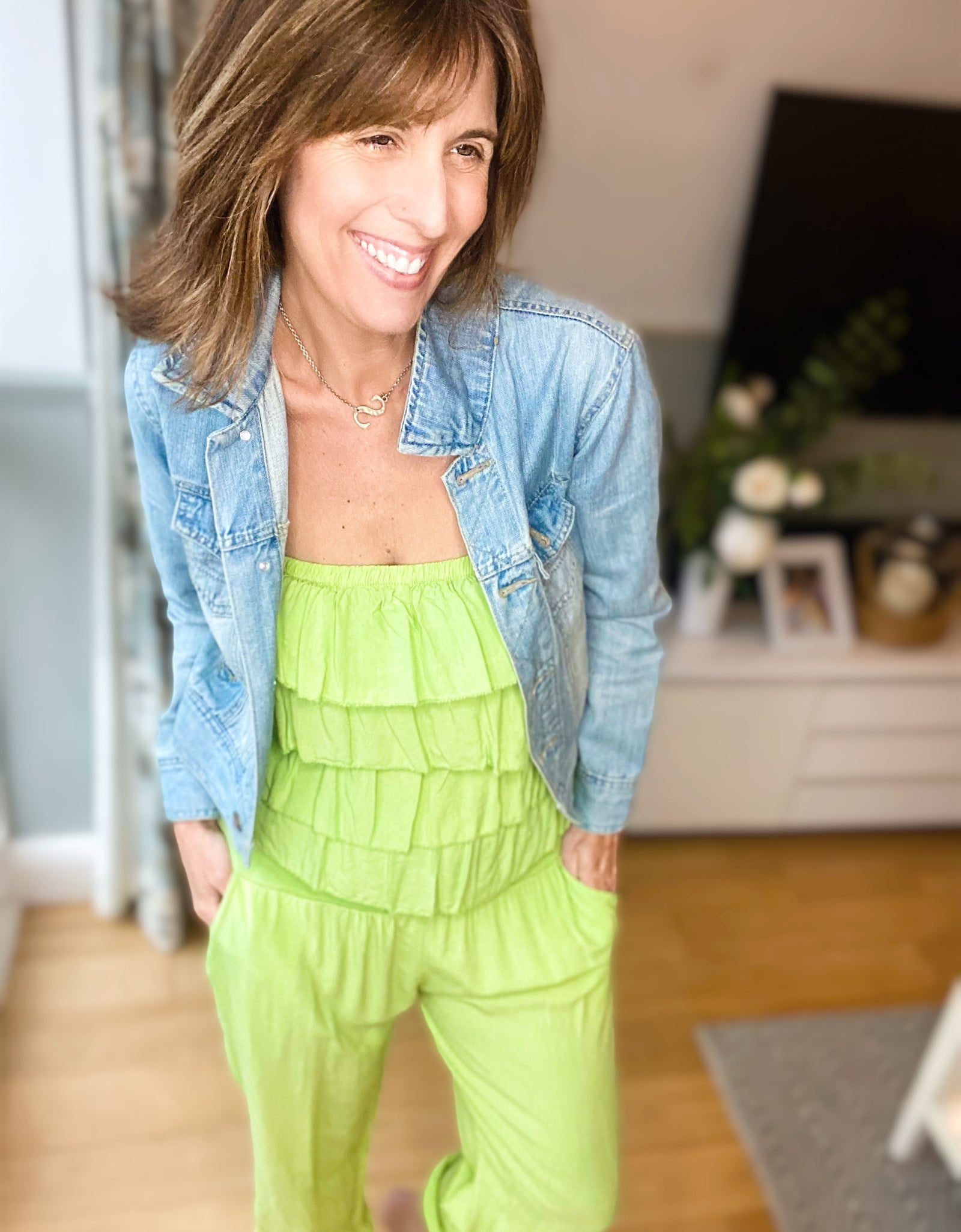 Neon Green Frill Jumpsuit
