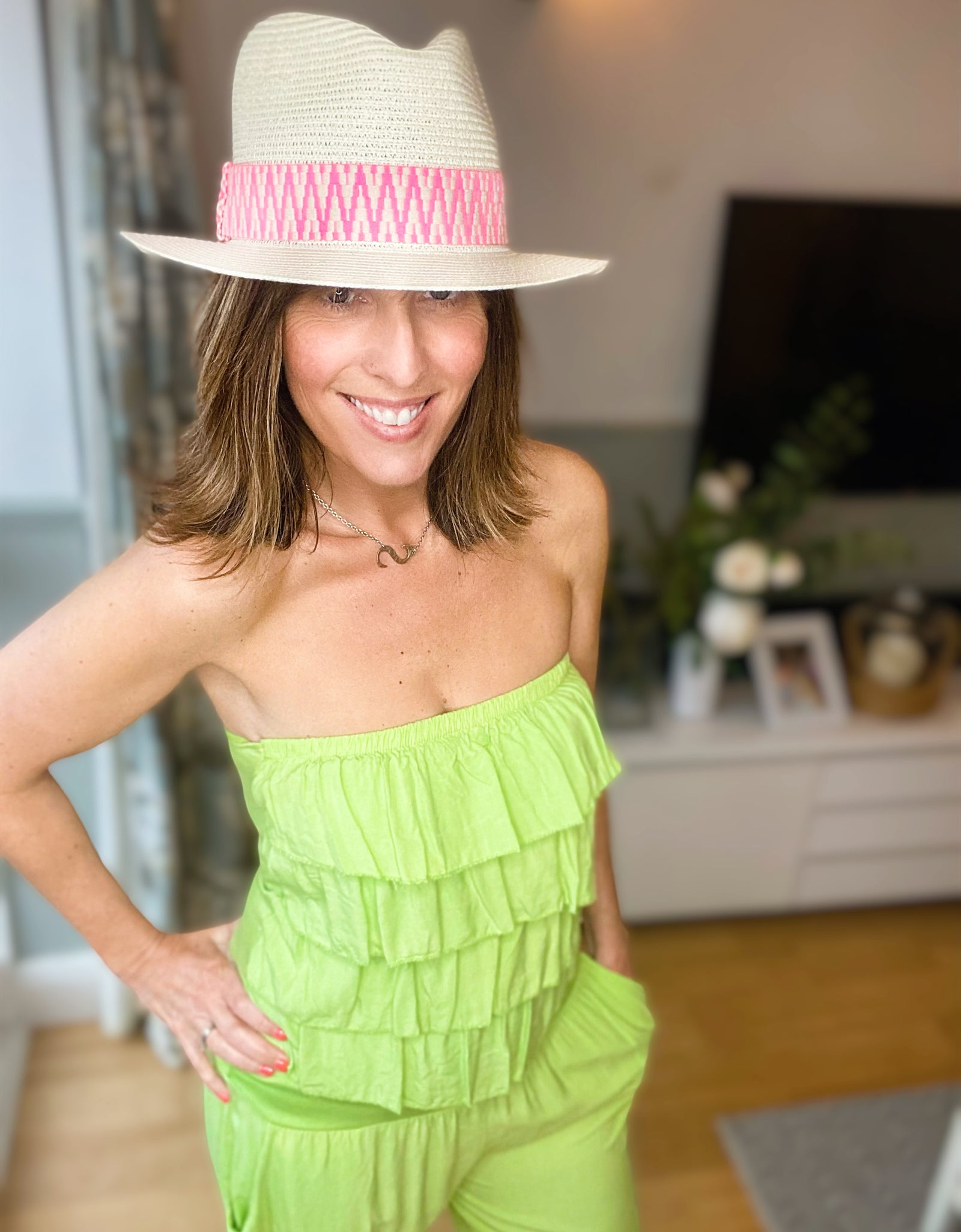 Neon Green Frill Jumpsuit