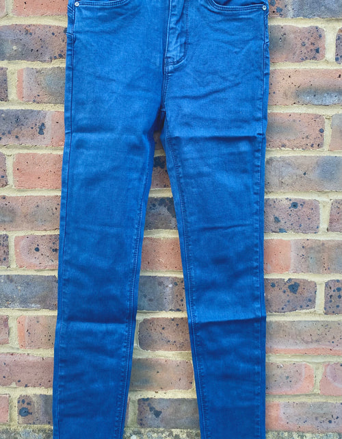 Load image into Gallery viewer, Blue High Waist Skinny Jeans