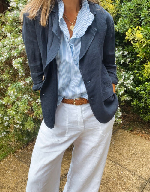 Load image into Gallery viewer, Linen Blazer - navy

