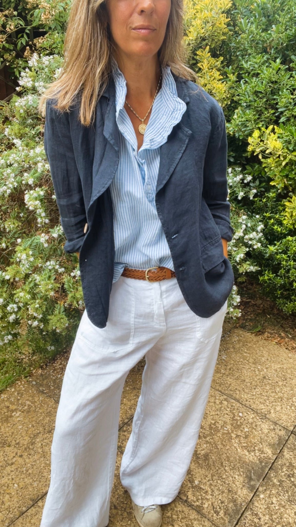 Linen Blazer - navy