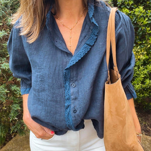 Navy Linen Shirt