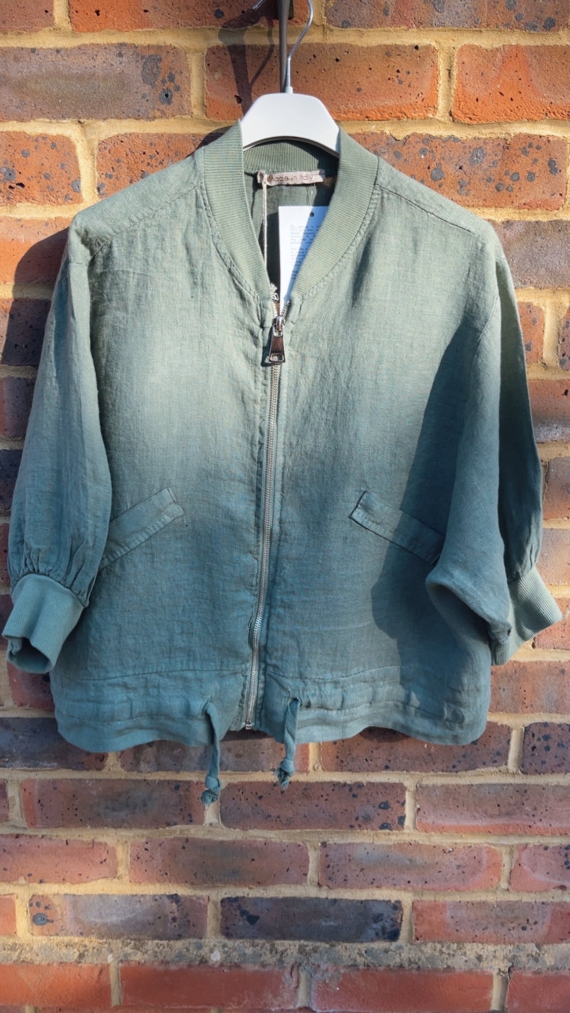 Linen Bomber Jacket - khaki