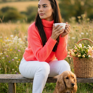 Daisy Roll-neck - neon coral