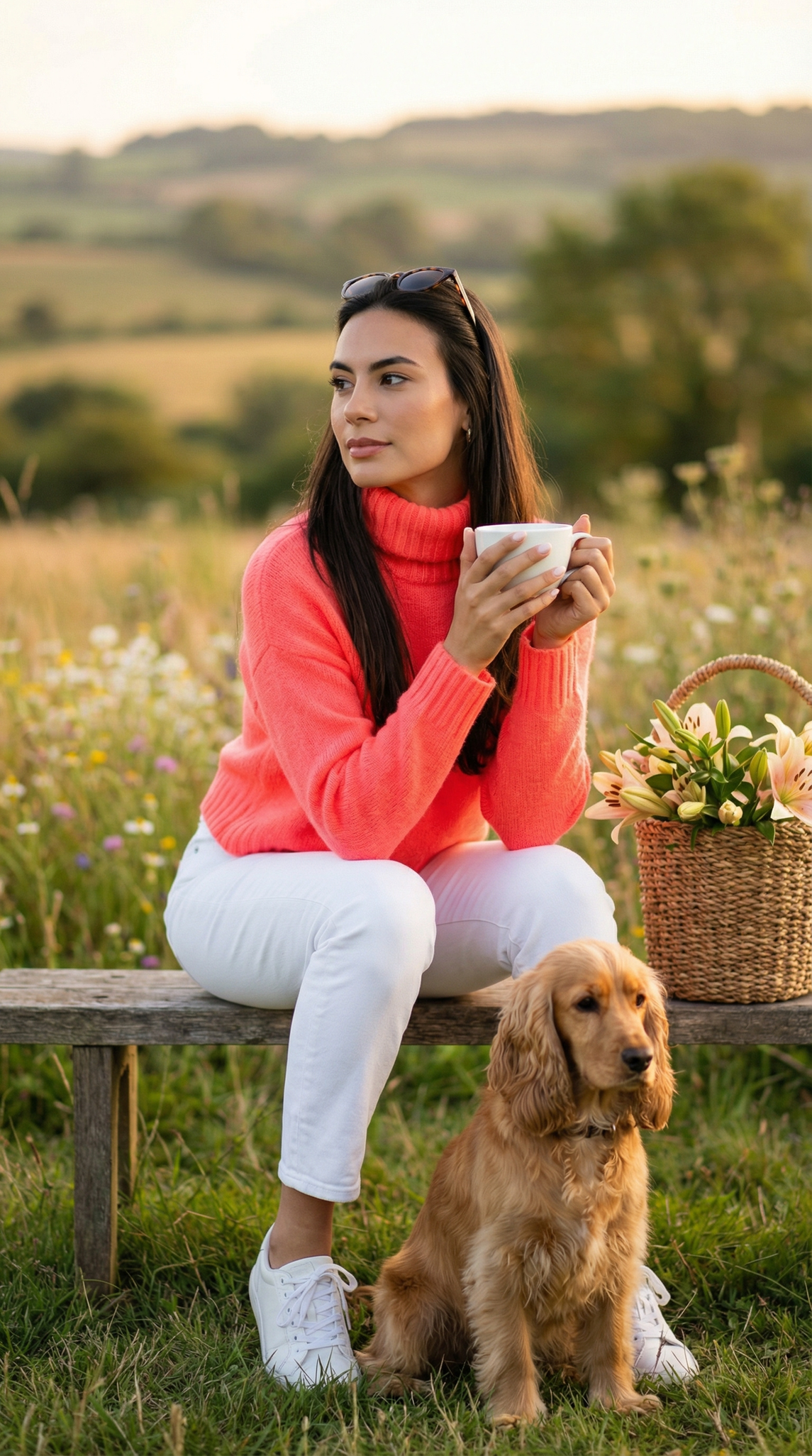Daisy Roll-neck - neon coral