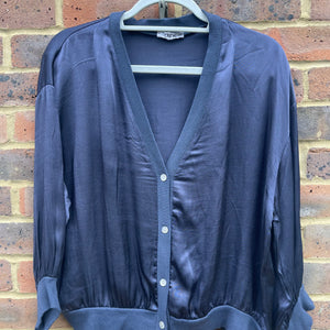 Navy Silky Cardi Top