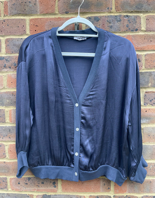 Load image into Gallery viewer, Navy Silky Cardi Top
