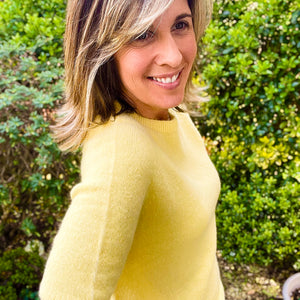 Yellow Cropped Sleeve Jumper