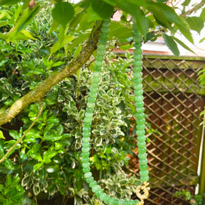 Spring Green Beaded Pearl Necklace