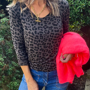 Leopard Top - dark brown