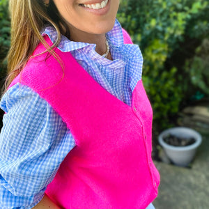 Neon Pink Buttoned Tank-Top