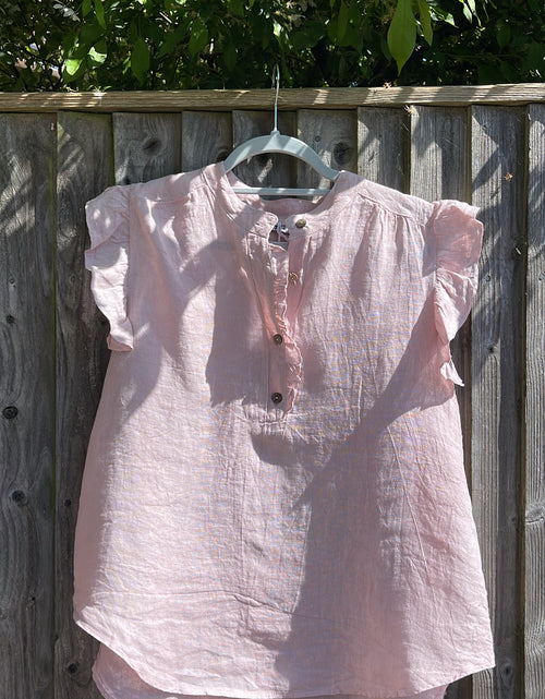 Load image into Gallery viewer, Pink Frill Linen Top
