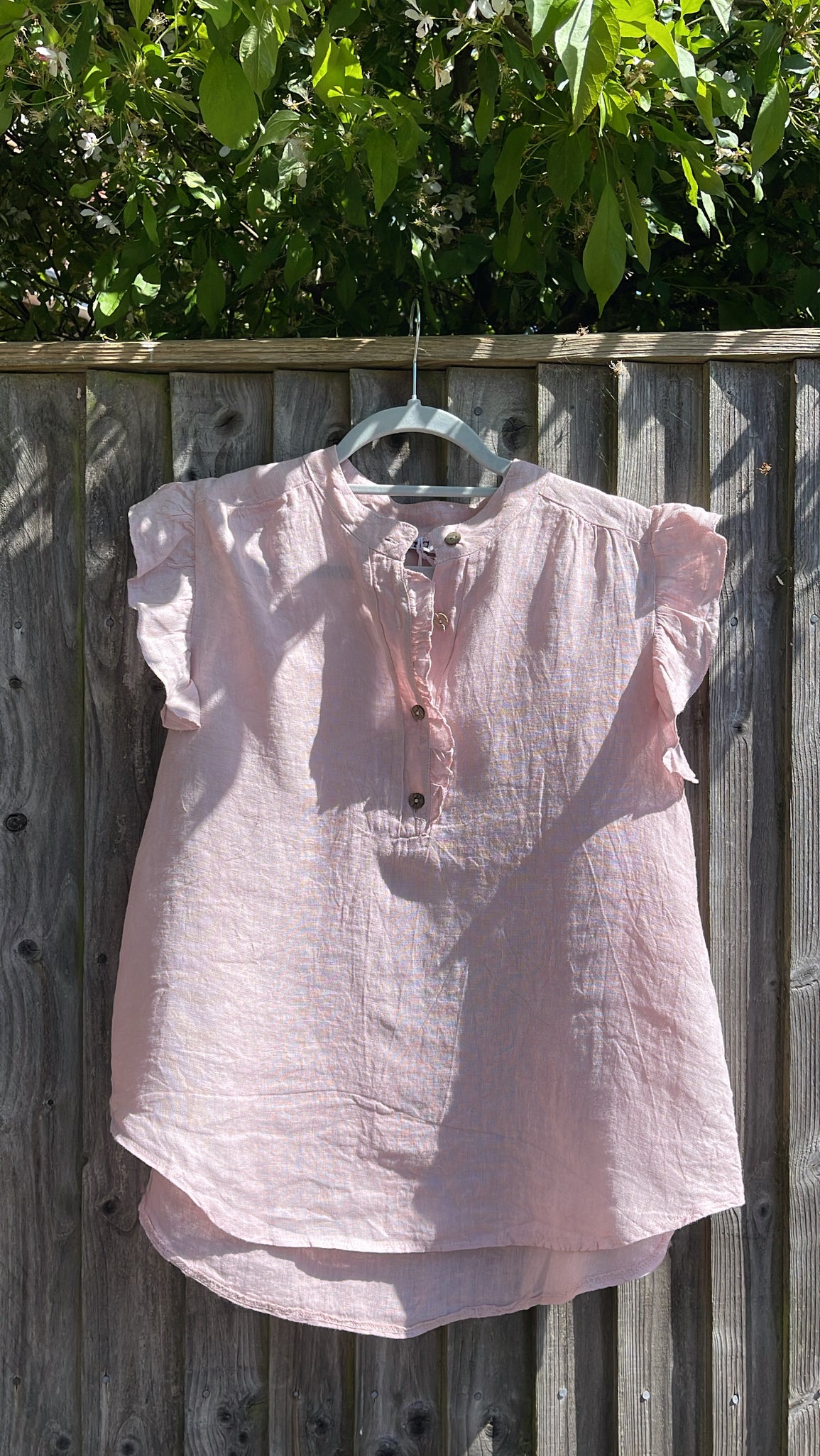 Pink Frill Linen Top
