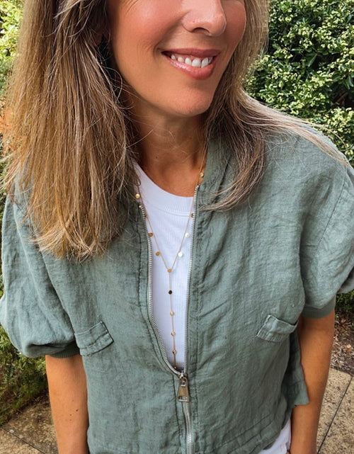 Load image into Gallery viewer, Linen Bomber Jacket - khaki
