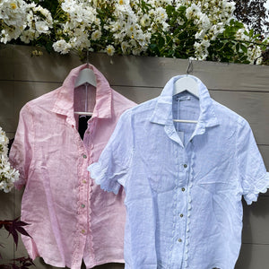 White Cropped Sleeve Shirt