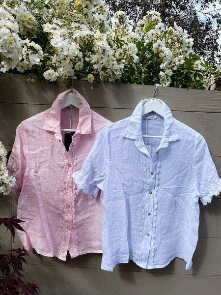 White Cropped Sleeve Shirt