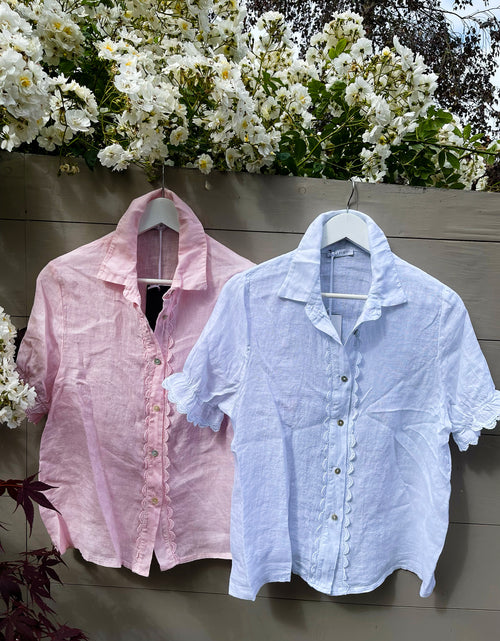 Load image into Gallery viewer, White Cropped Sleeve Shirt
