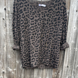 Leopard Top - dark brown