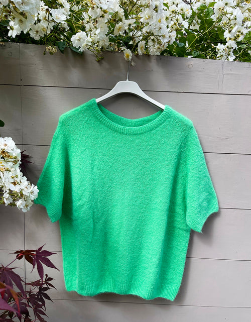 Load image into Gallery viewer, Green Cropped Sleeve Jumper
