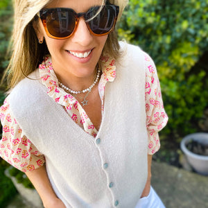 Oatmeal Buttoned Tank-Top