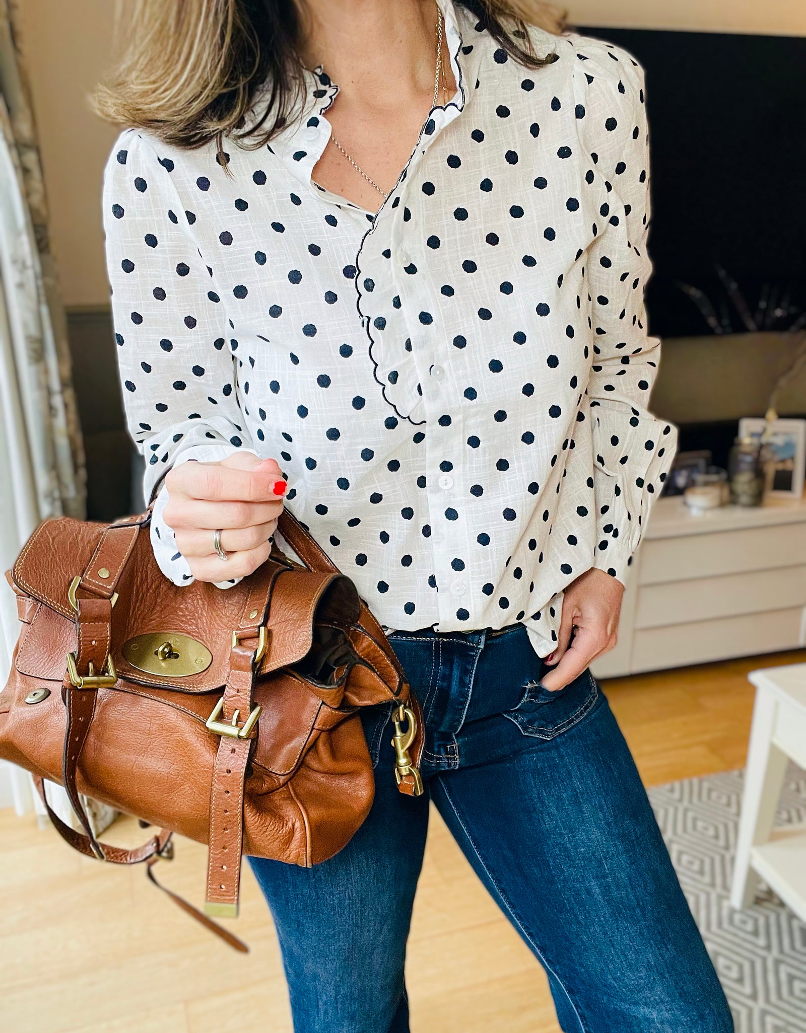 Polka Dot Ruffle Shirt