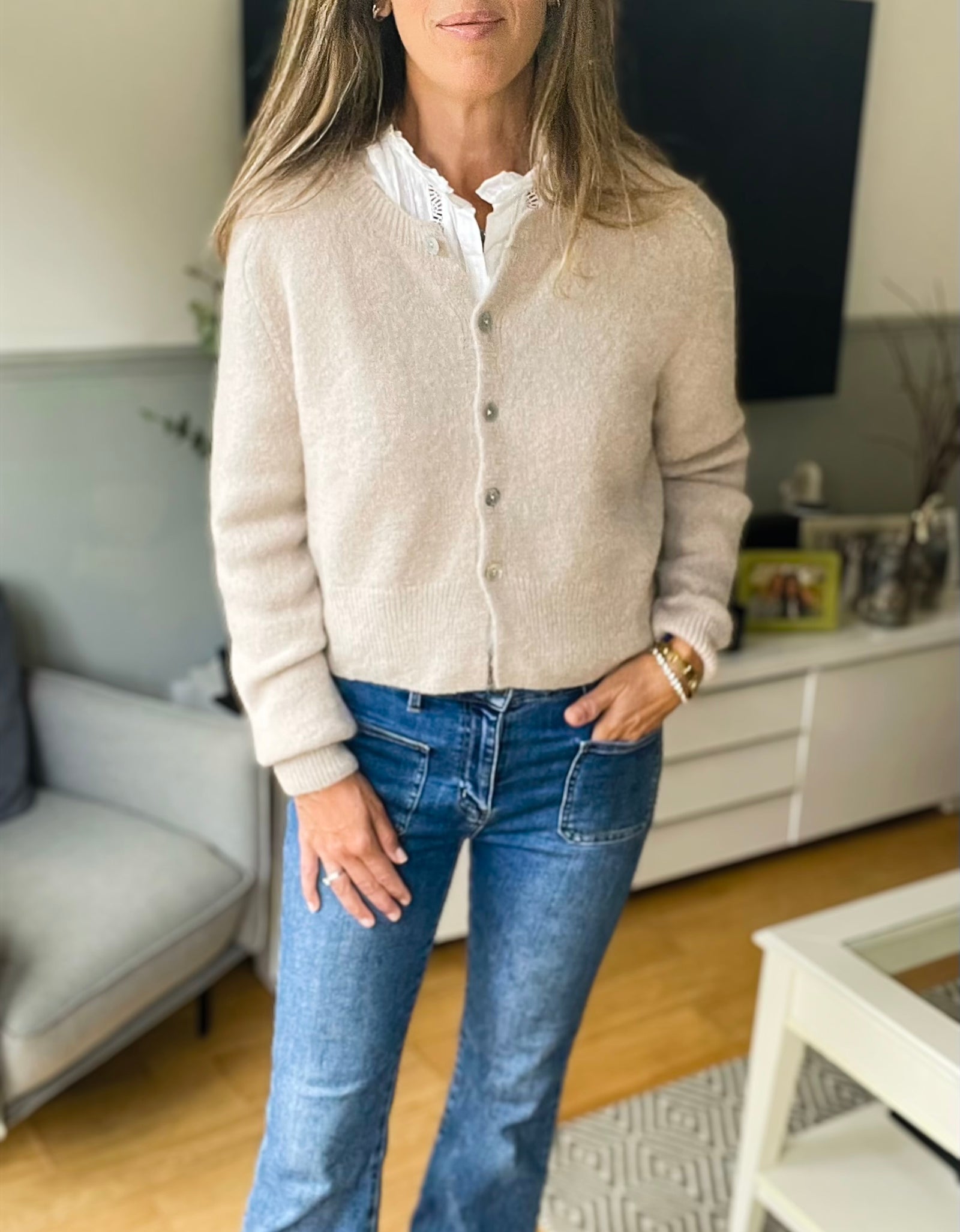 Cropped Cardi - oatmeal