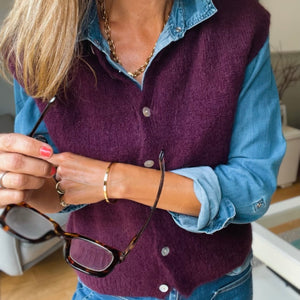 Buttoned Tank top - berry