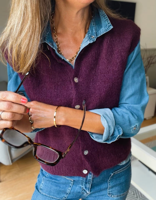 Load image into Gallery viewer, Buttoned Tank top - berry
