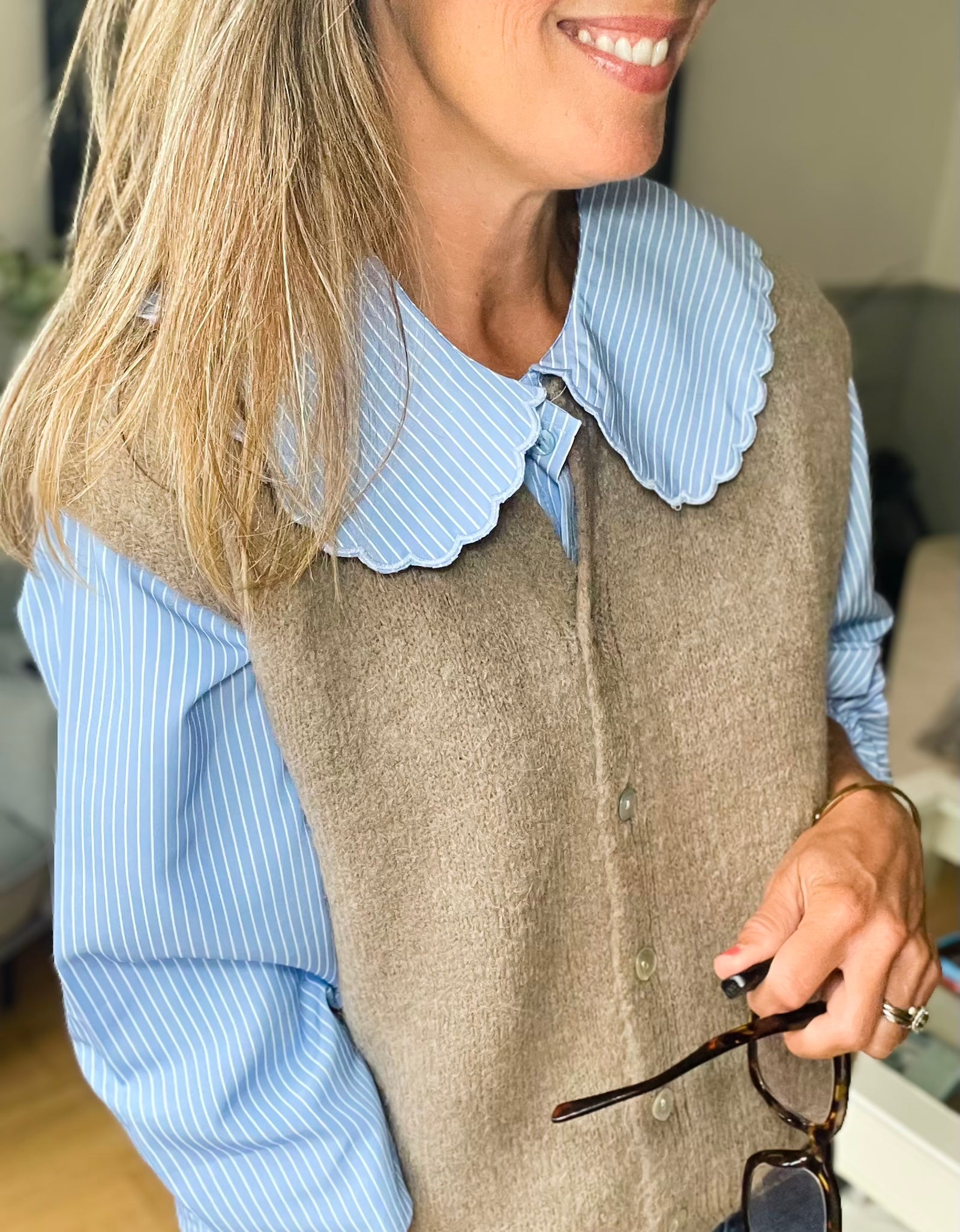 Buttoned Tank-top - oatmeal