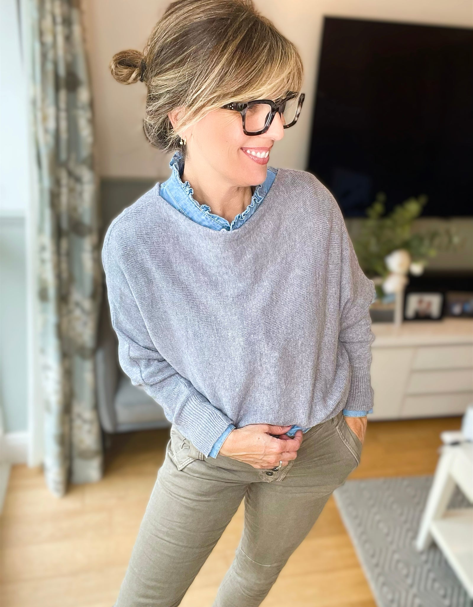 Grey Batwing Jumper