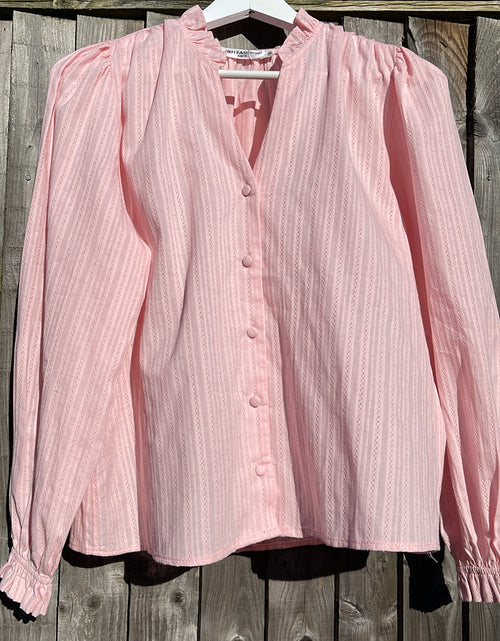 Load image into Gallery viewer, Pink Ruffle V-Neck Shirt
