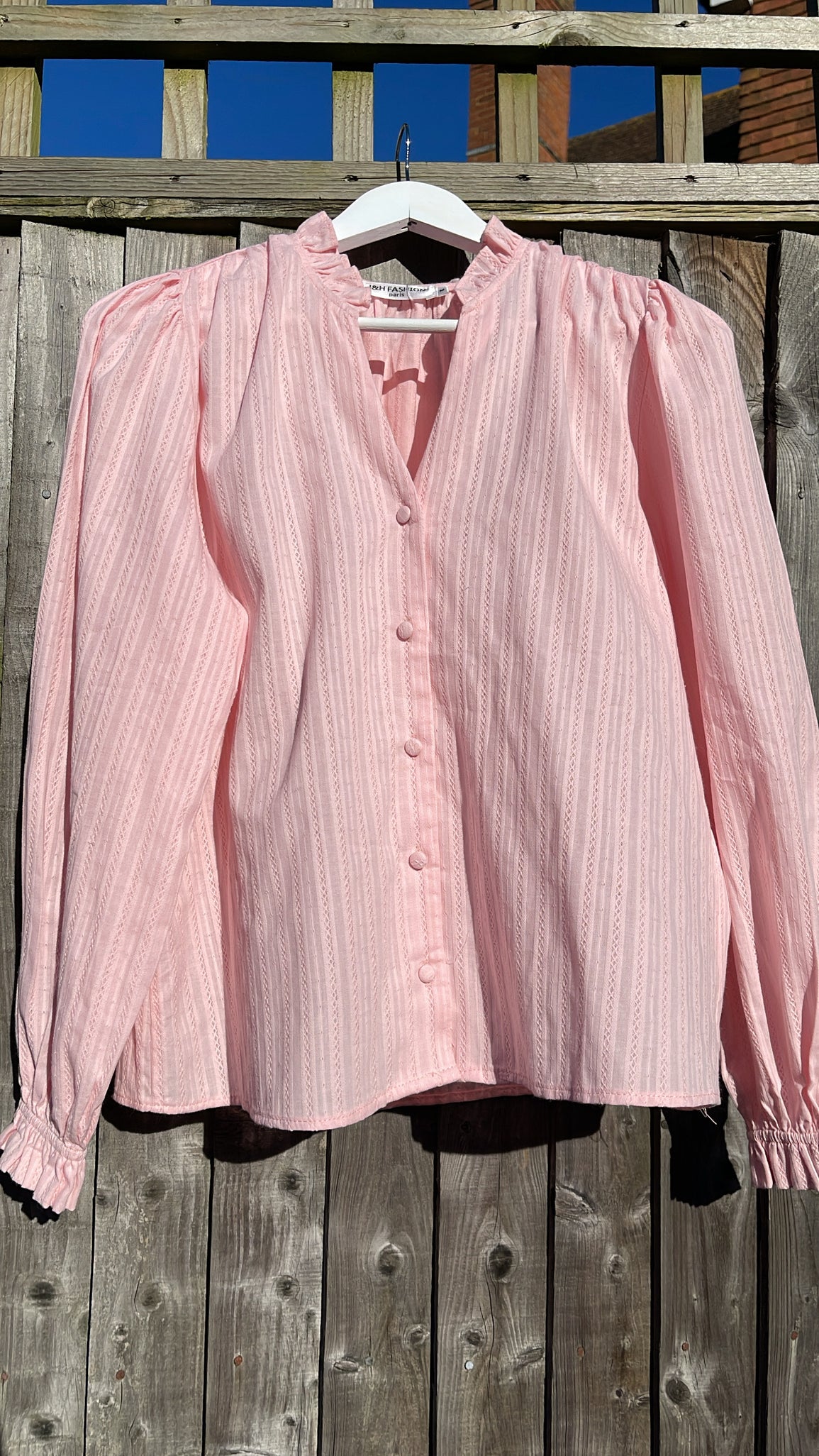 Pink Ruffle V-Neck Shirt