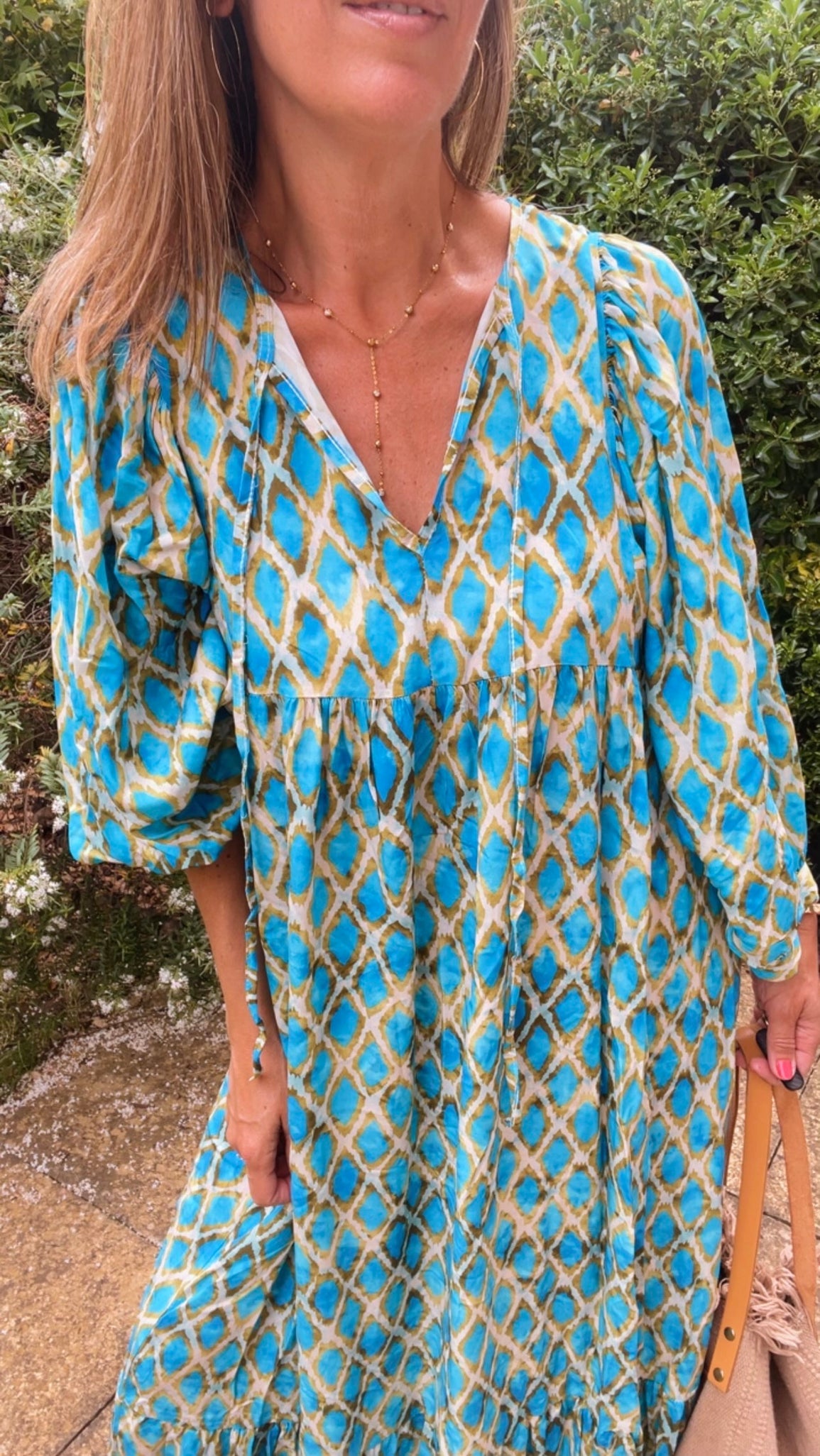 Indigo Dress - blue & yellow
