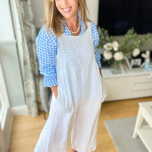 White Linen Dungarees