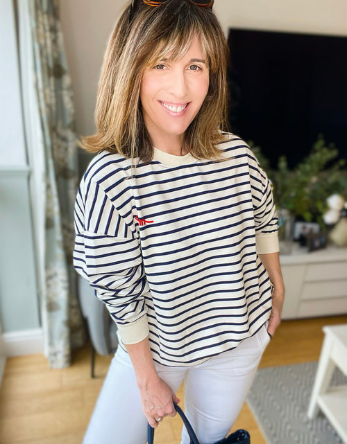 Load image into Gallery viewer, Navy Breton Sweatshirt
