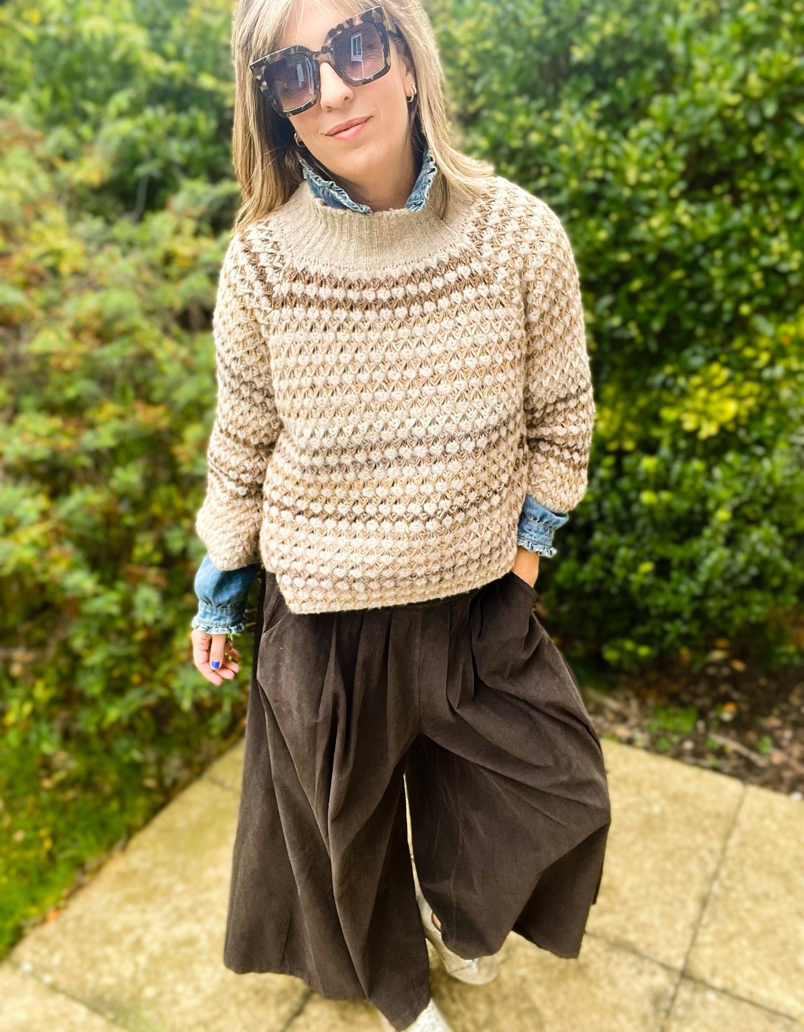 Chocolate Cord Palazzo Pants