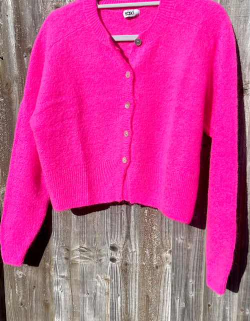 Load image into Gallery viewer, Cropped Cardi - neon pink
