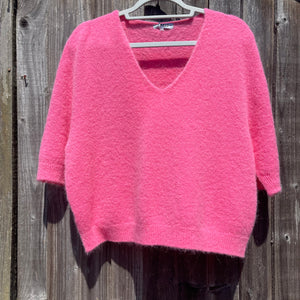 Rose pink cropped sleeve jumper