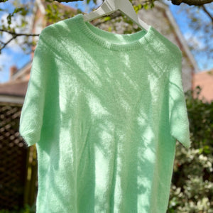 Mint Cropped Sleeve Jumper