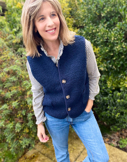 Load image into Gallery viewer, Navy Teddy Gilet
