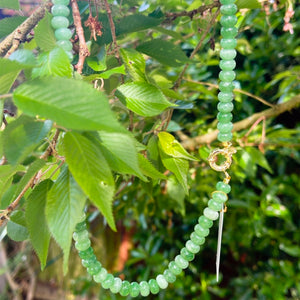 Spring Green Beaded Pearl Necklace
