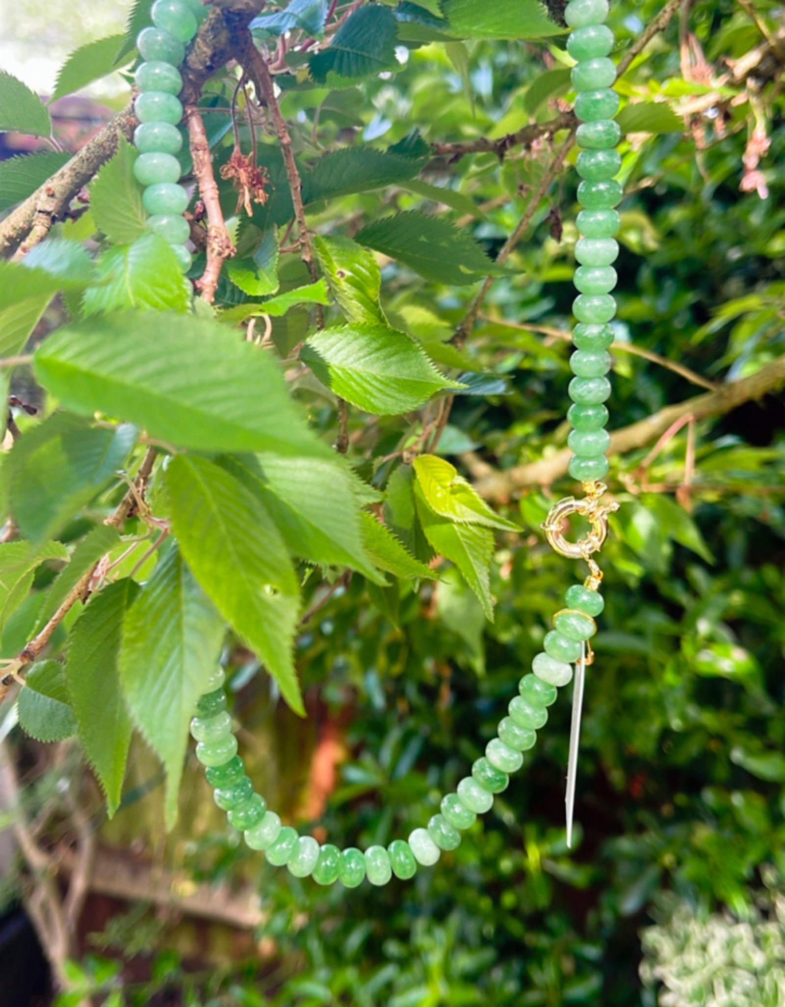 Spring Green Beaded Pearl Necklace