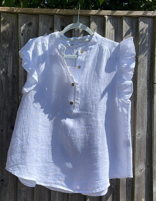 Load image into Gallery viewer, White Frill Linen Top
