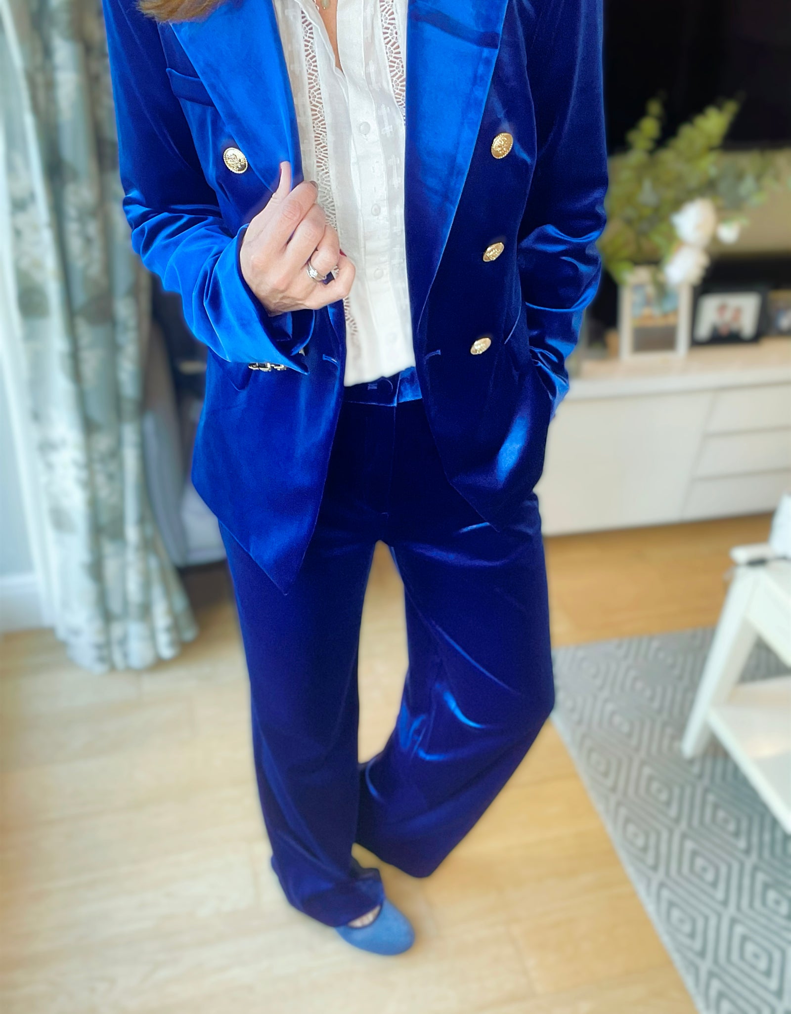 Electric Blue Velvet Trousers