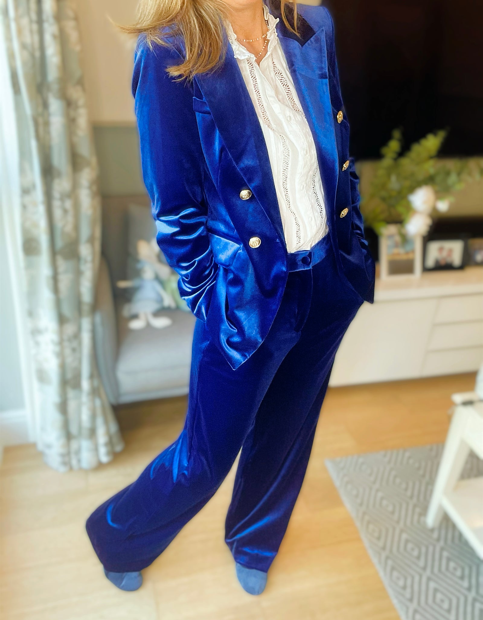 Electric Blue Velvet Trousers