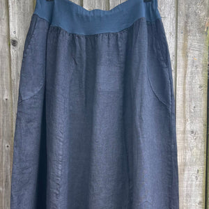 Linen Maxi Skirt - navy
